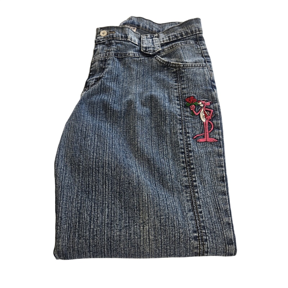 Vintage D'JPC Pink Panther Embroidered Jeans Blue Vertical Grain Denim Size 36